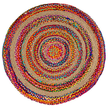 Isla Round Boho Braided Rag & Jute Area Rug